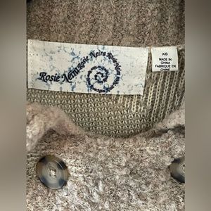 Anthropologie Womens Cardigan Sweater Rosie Neira Intarsia Circles Tan XS